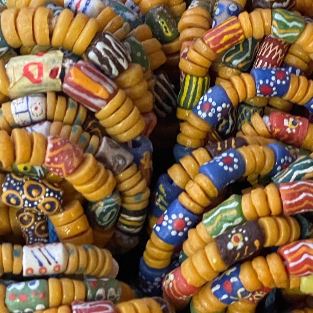 Handcrafted Yellow Mixed-Bead Stretch Bracelet, set of 3